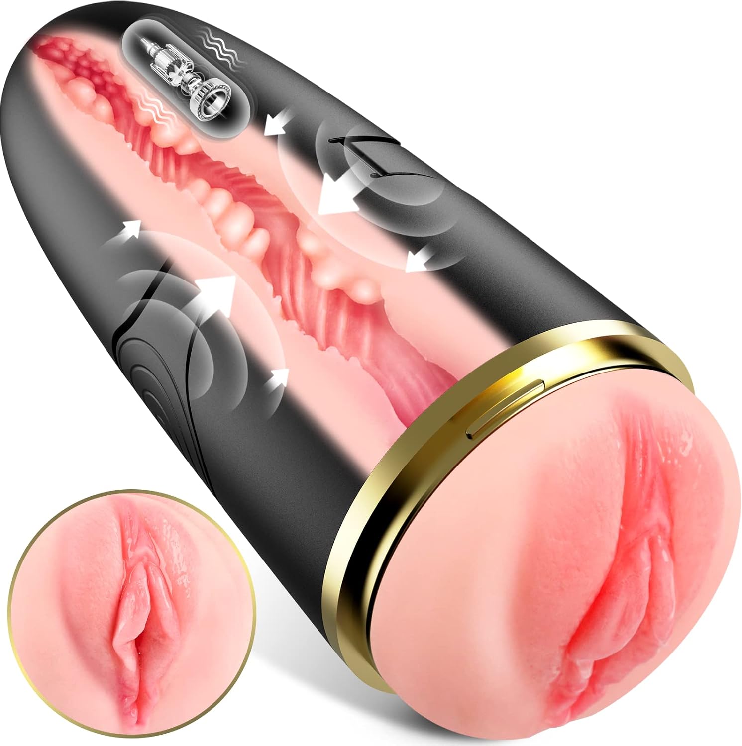 Automatic Male Masturbator with 10 Vibrations for Penis Stimulation, Electric Pocket Pussy for Stroker, Realistic Textured 3D Vagina, Man Masturbation Toy for Men Male Adult Sex