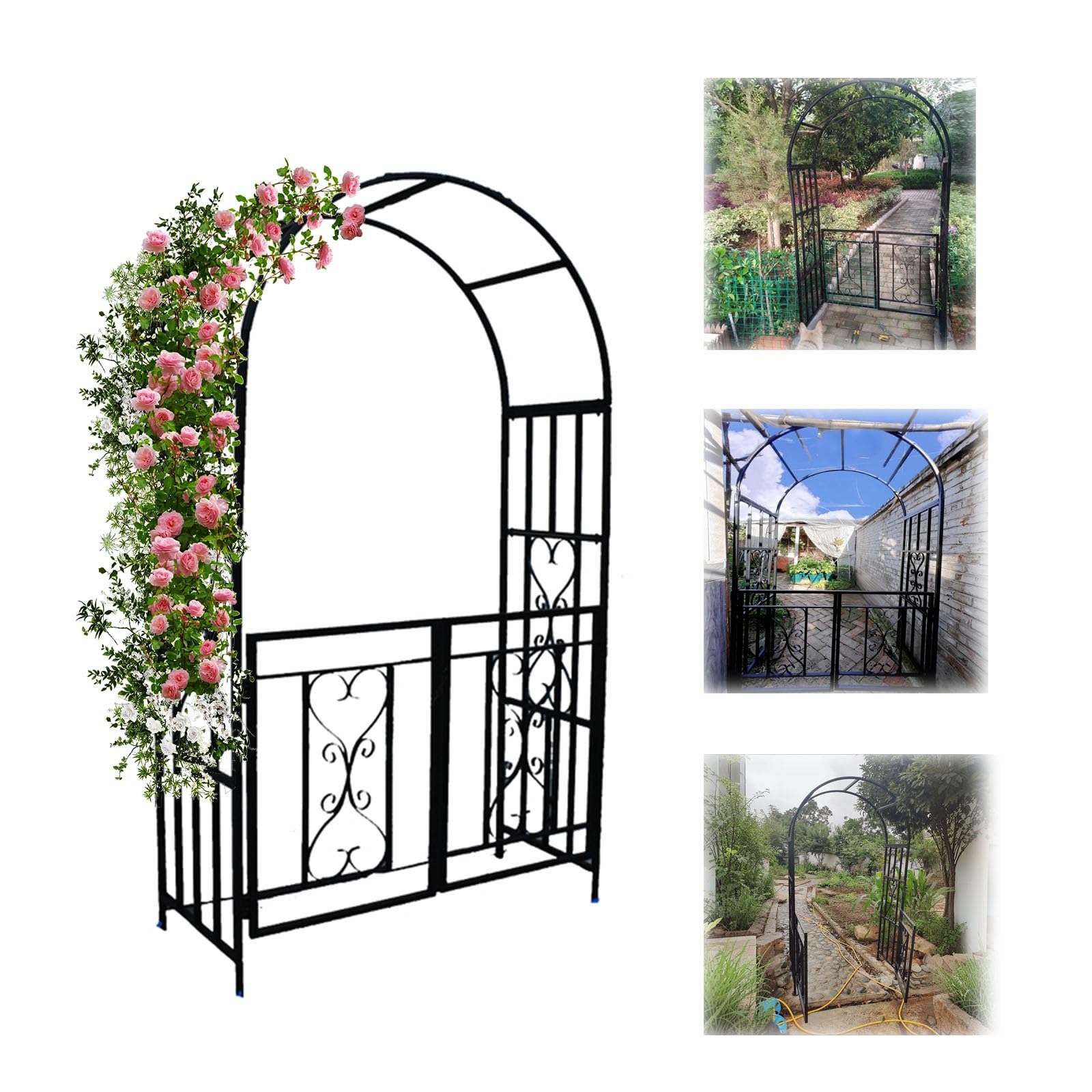 Arche de jardin en métal robuste avec portail verrouillable treillis de 2.1m