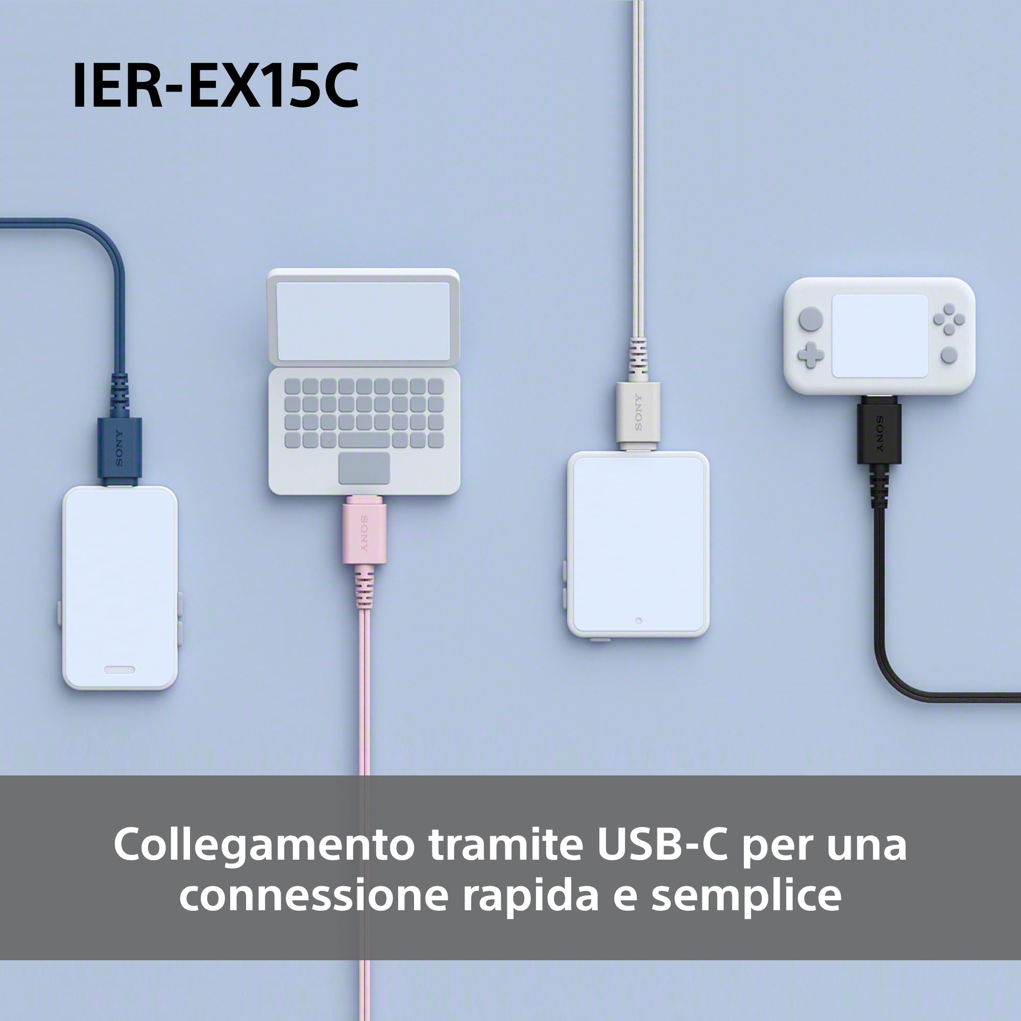 Sony IER-EX15C avec Micro – Écouteurs filaires USB-C pour Android, iPhone, Ordinateur Portable et PC – Câble Anti-enchevêtrement – Parfaits pour Les Voyages et Une Utilisation Quotidienne – Noir
