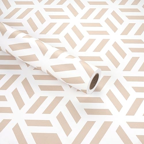 Miniatura 8 de Papel tapiz geométrico hexagonal de 17.5 x 120 pulgadas, moderno papel tapiz hexagonal para despegar y pegar, papel de contacto geométrico bohemio