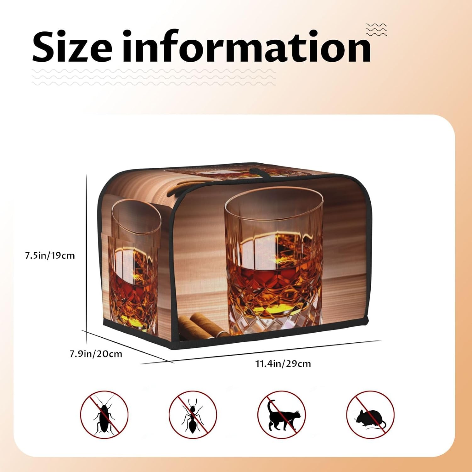 2 Slice Toaster Cover with Pockets & Top Handle Small Bread Maker Covers Brown Liquor in Cup Kitchen Small Appliance Cover Washable Universal Oven Covers