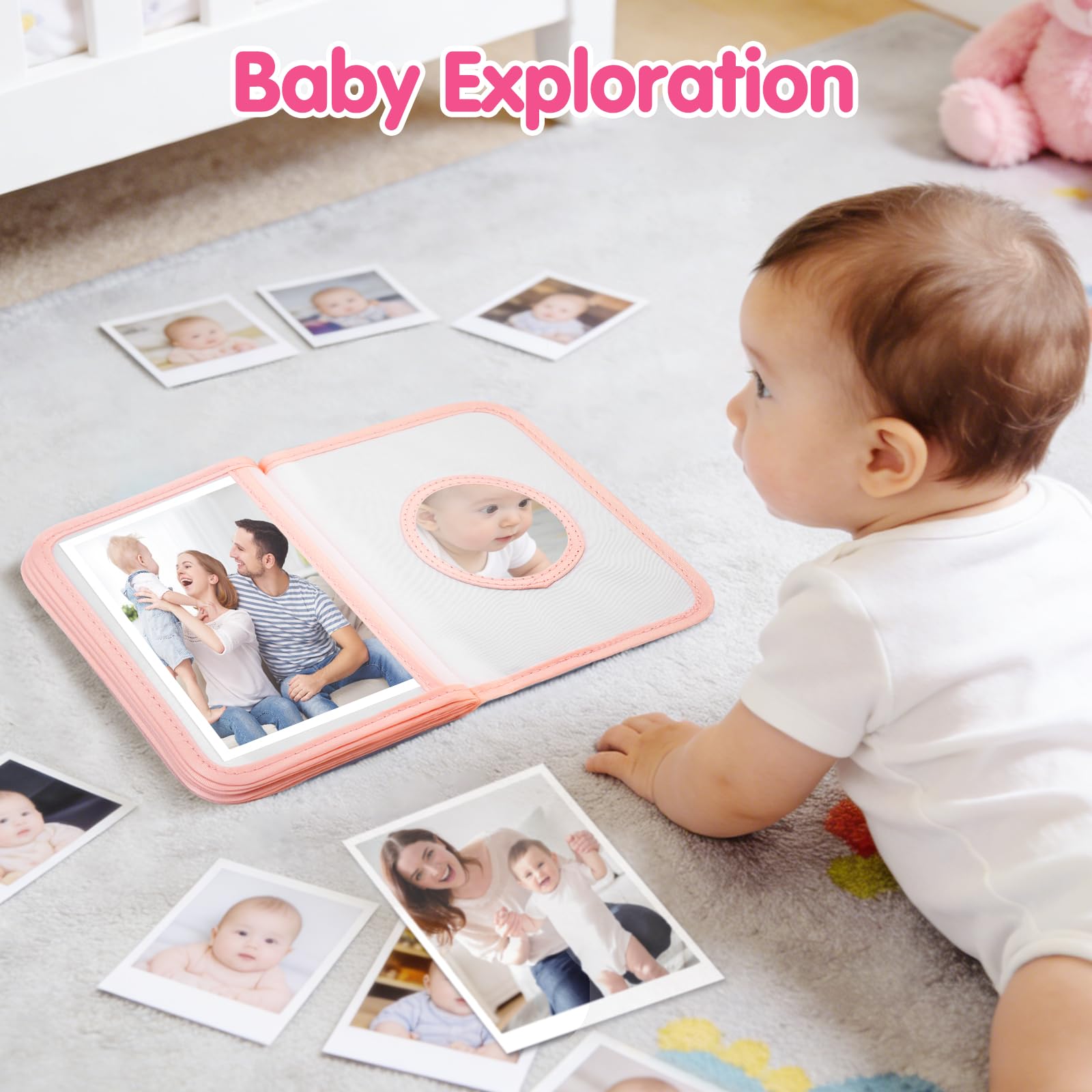 Baby's My First Album na zdjęcia, miękka książka ze zdjęciami, boho, tęczowy album fotograficzny dla niemowląt, z bezpiecznym lustrem, album pamięci, prezent dla noworodków, małych dzieci i