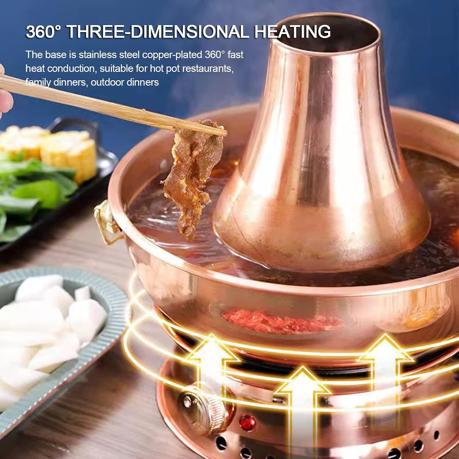 Keywords charcoal hotpot, Chinese hotpot, Chinese Charcoal Shabu Shabu Hot Pot Shabu Pot Pan Cooker with Chimney for Home Restaurant Party Cookware