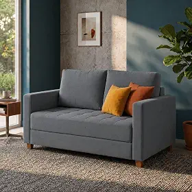 Sofá Cama Casal 2 Lugares com colchão 150cm em linho (Cinza)