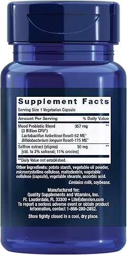 Miniatura 2 de Life Extension FLORASSIST Probiótico Mejorar el estado de ánimo, probióticos y mezcla de azafrán mejora el estado de ánimo y la perspectiva mental,