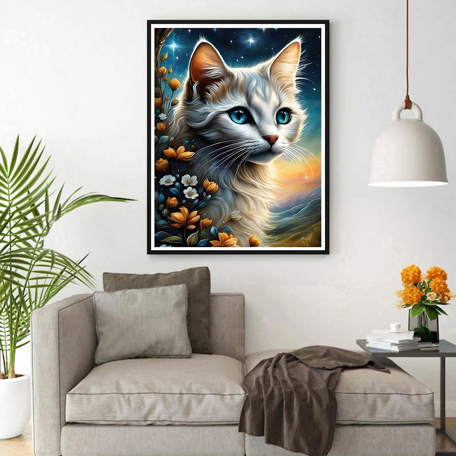 Diymood 5D Diamond Painting Chats Kit - DIY Broderie Diamant Abstrait Point De Croix - Salon