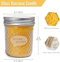 Vista 2 de DEYBBY Vela en tarro de cera de abejas de 5 onzas, regalo de cera de abeja natural, 30 horas de combustión, vela de mano para decoración de cena