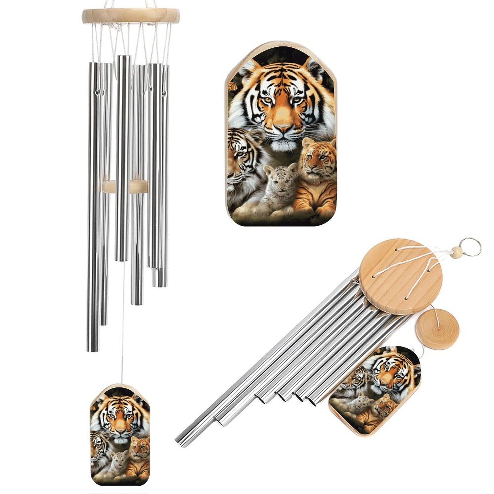 Carillon éolien commémoratif suspendu en métal motif lion papillon pour décoration extérieure