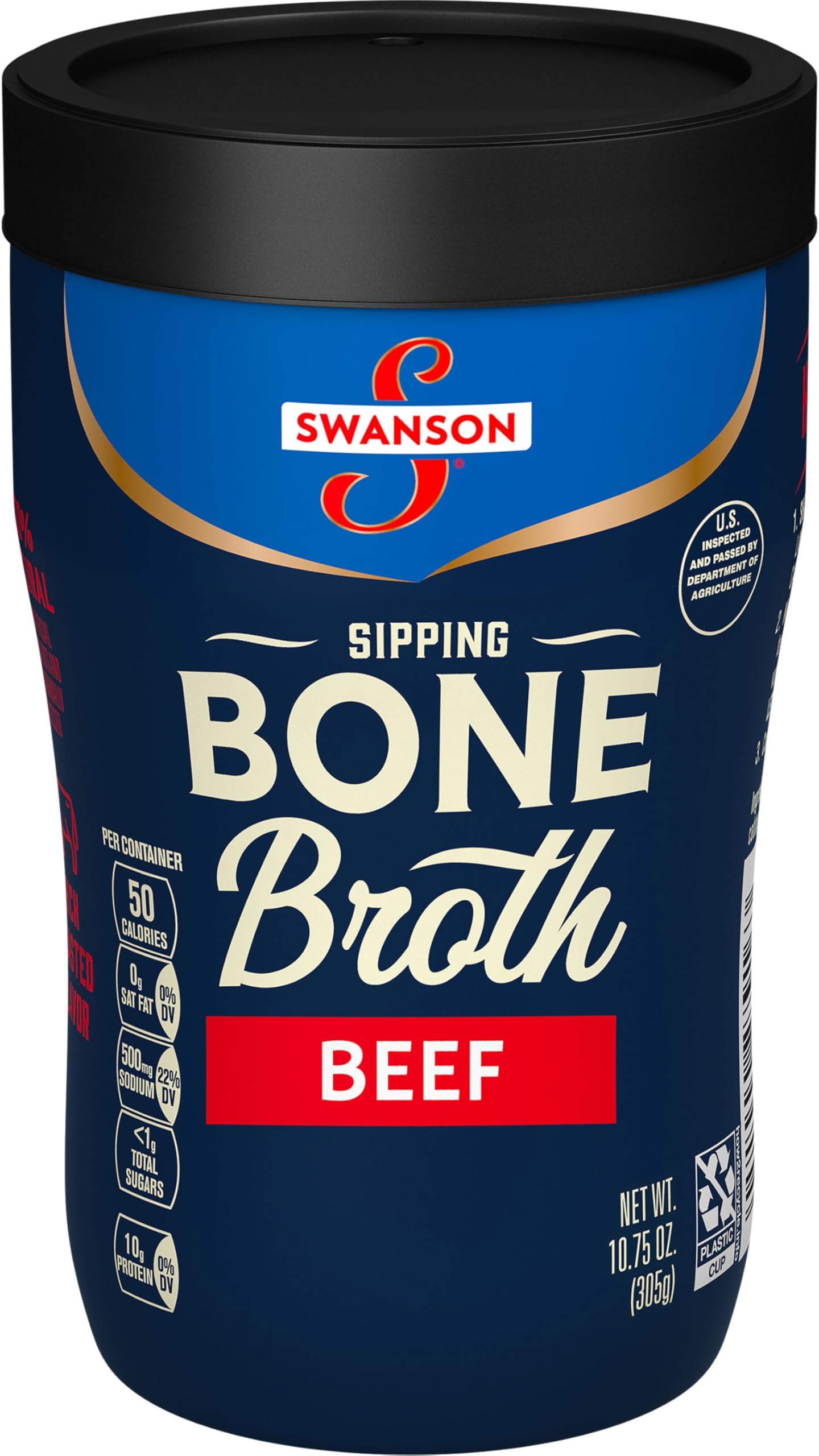 Swanson Sipping Beef Bone Broth, 10.75 oz Microwavable Cup