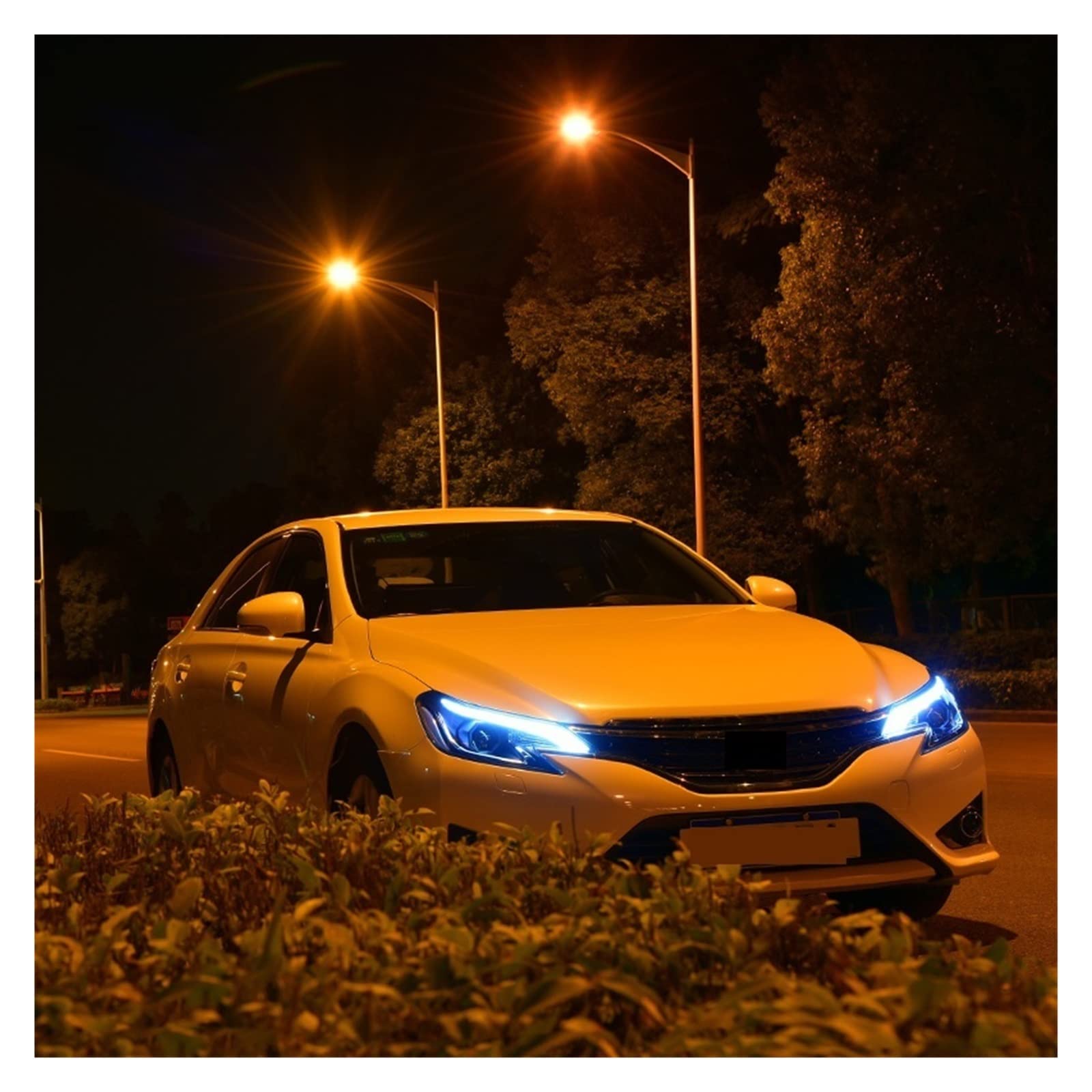 Conjunto de faros delanteros compatible con Toyota Mark X Reiz 2013-2019, luz diurna LED, cruce xenón, carretera