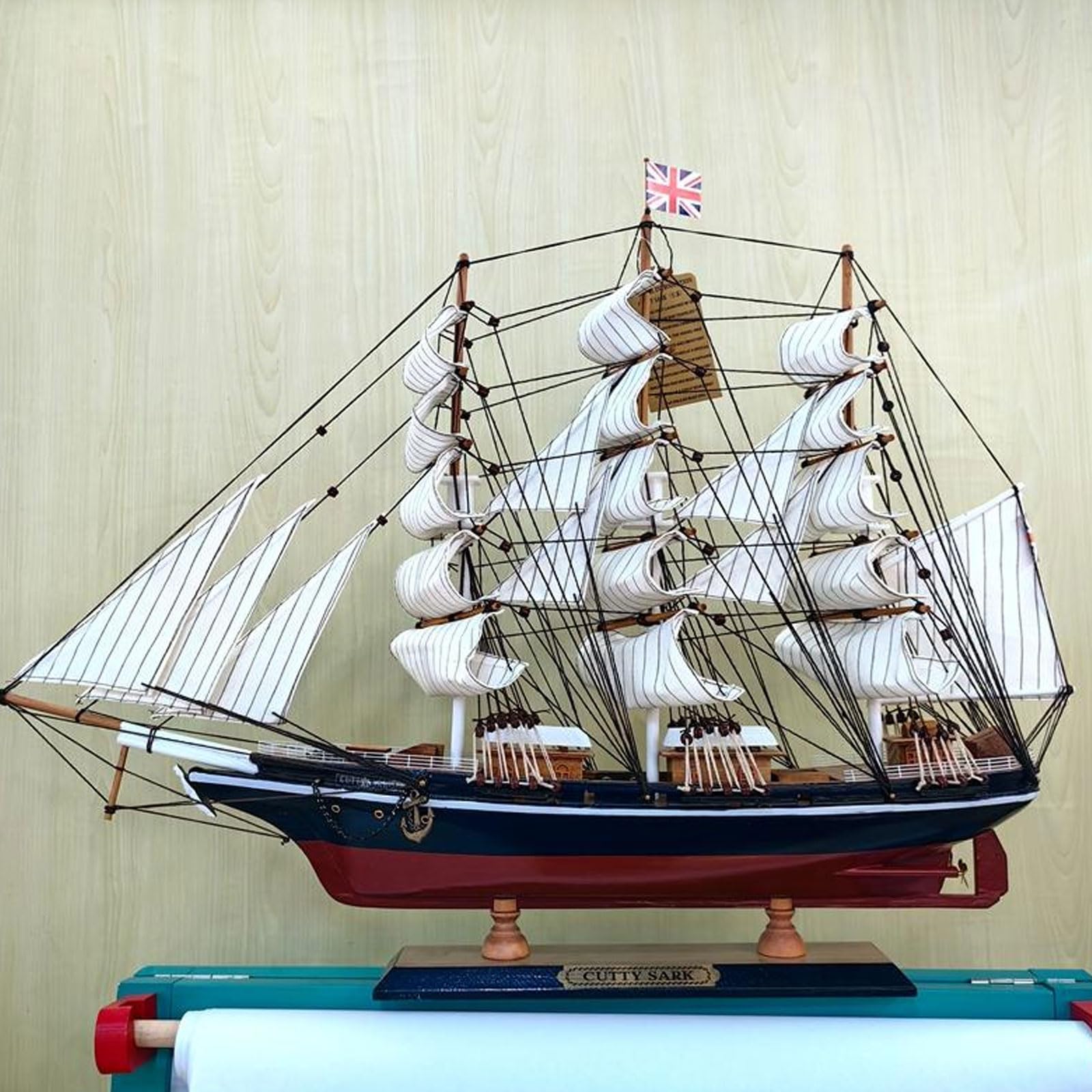 YLME Maqueta De Velero De Madera De 52 Cm Maqueta De Velero De Madera Maciza De Estilo Mediterráneo Adornos Creativos Hechos A Mano De Madera Maciza Adornos Decorativos para El Hogar,Cutty Sark