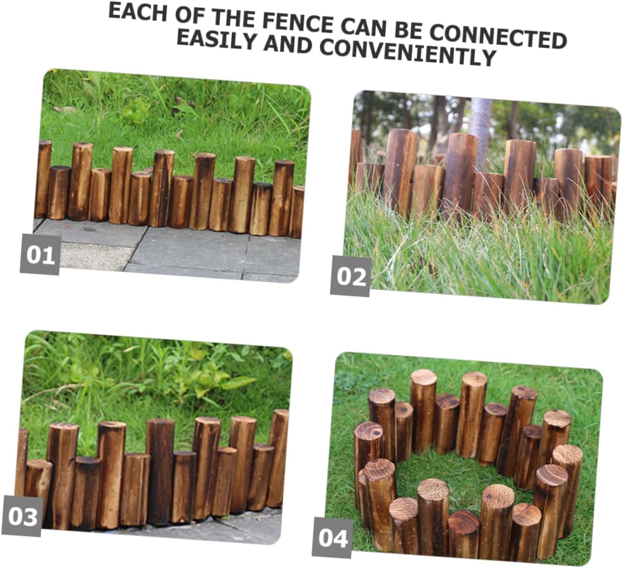 DIY Garden Landscape Fence Decorative Wood Garden Fence Outdoor Ground for Lawn Flowerbeds