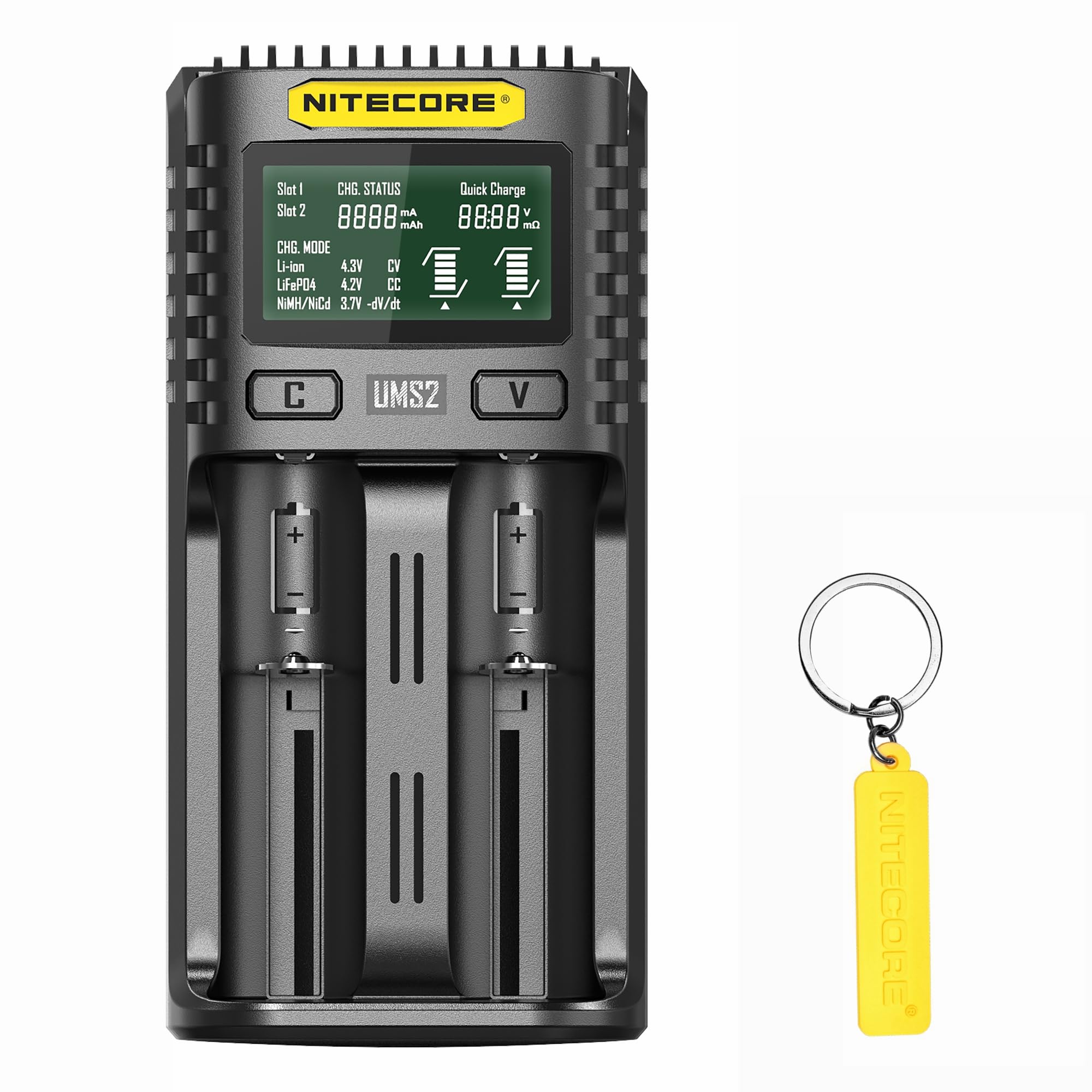 NITECORE UMS2 Intelligent QC Dual-Slot Quick Battery Charger for Li-Ion/IMR/LiFePO4/Ni-MH/Ni-Cd 14500 16340 18350 18650 20700 21700 AA AAA with NITECORE Tag