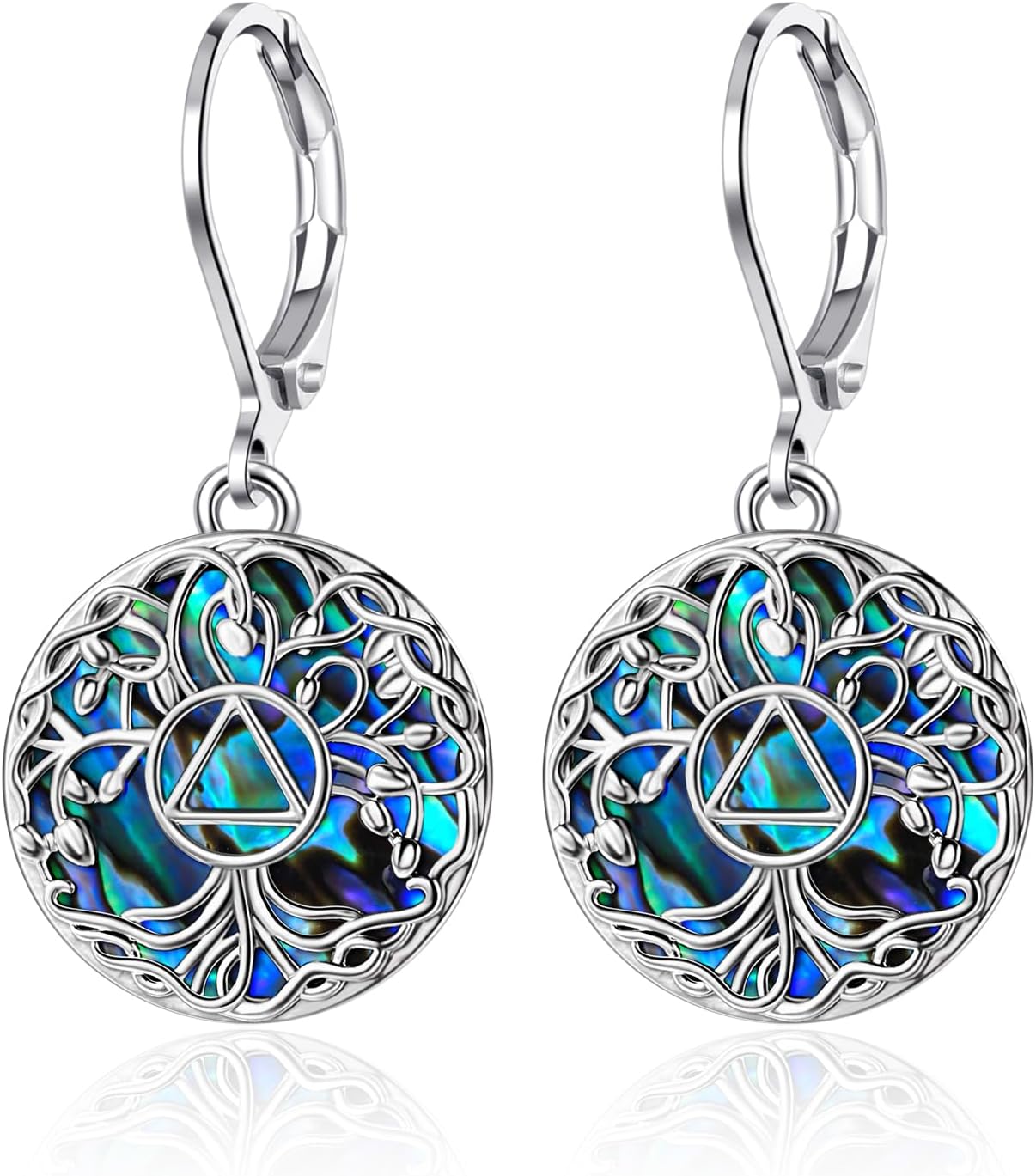 Lotus/Star of David Tree/Pentacle Earrings for Women Dangle, Abalone Shell Leverback Earrings Jewelry Gifts for Women Mom