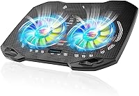 LIANGSTAR Laptop Cooling Pad with 2 Quiet Big Fans & RGB Lights - Slim Portable Stand for 11-15.6" Gaming Laptops