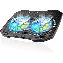 LIANGSTAR Laptop Cooling Pad, Gaming Laptop Cooler with 2 Quiet Big Fans, RGB 7 Color Light Change, Portable USB Laptop Stand 11 to 15.6 Inch, Slim and Easy Carry Working Study Outdoor Travel