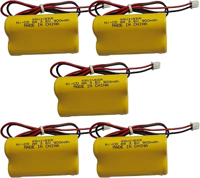 3.6V 900mAh Ni-Cd Exit Sign Emergency Light Battery Pack Compatible Unitech 6200RP Lowes OSA230 Lowes 253799 Unitech LEDR-1 5 Pack