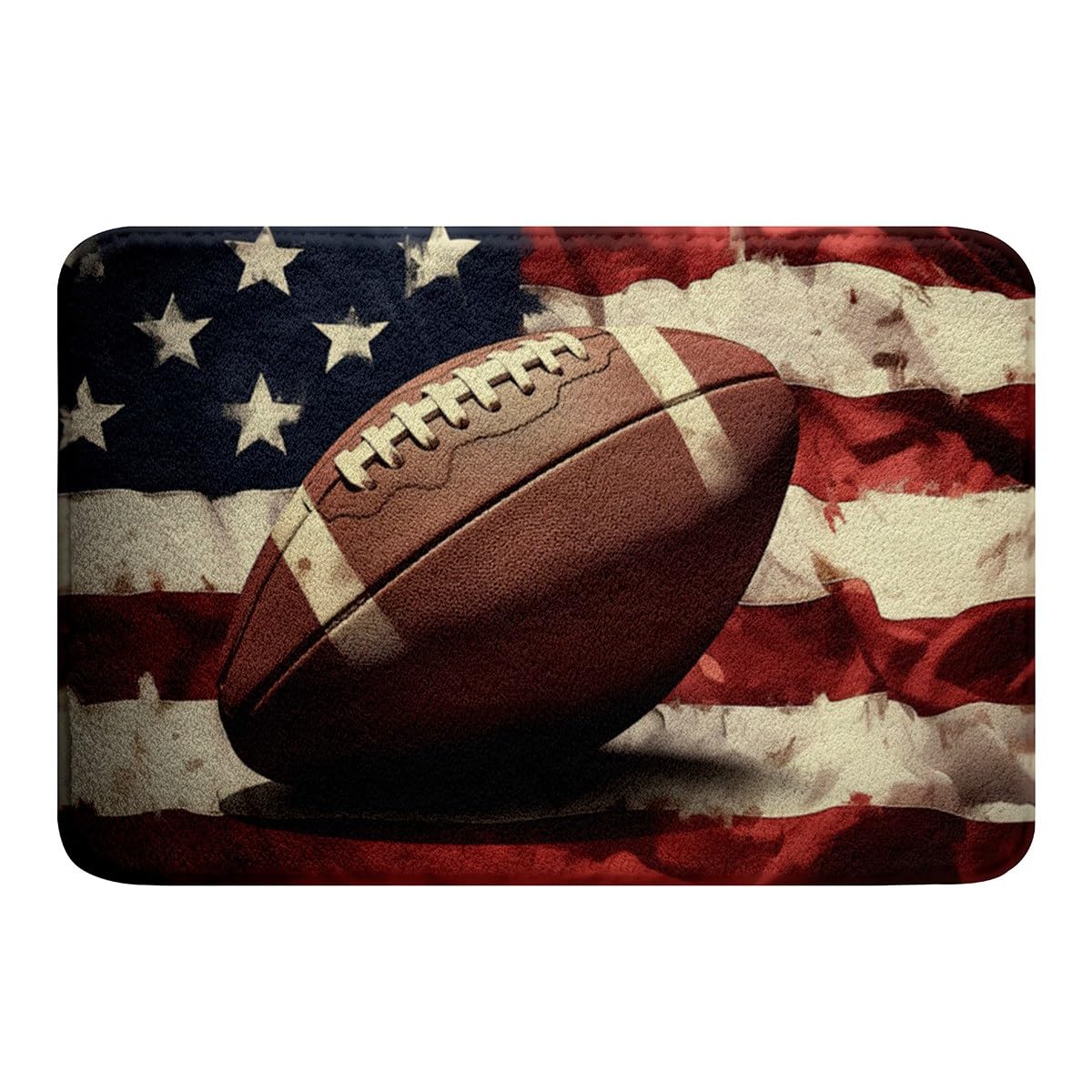 Feelyou Football Bathroom Rugs 20"x32" American Flag Bath Mats for Bathroom Kids Boys Girls Rugby Bath Rugs for Shower Tub Sports Games Theme Bathroom