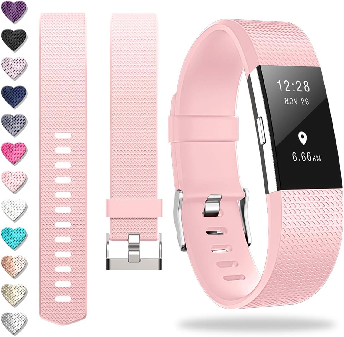 ZEROFIRE Compatible for Fitbit Charge 2, Replacement Adjustable Sport Bands for Charge 2 Heart Rate Fitness Wristbands, Women Men, Small and Large