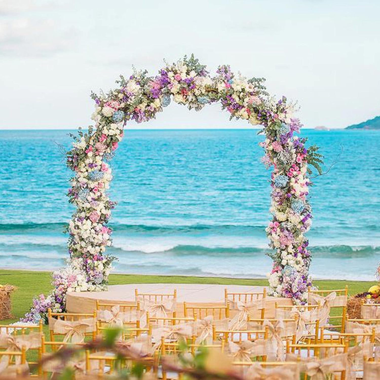 Metal Garden Flower Arch Pergola Weddings Arbors Arch Bridal Party Decoration,Weather Resistant Free-Standing Arched Trellis, Garden Arbor for Various Climbing Plant,Great for Garden Or Patio