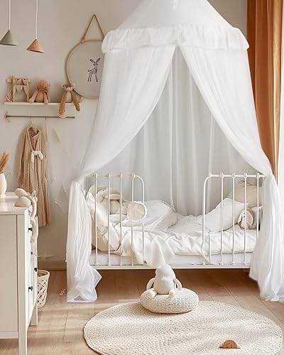 Miniatura 6 de little dove Toldo de cama con luces de estrellas, toldo de doble capa para cama, tienda de campaña de princesa para habitación de niñas, cortina de