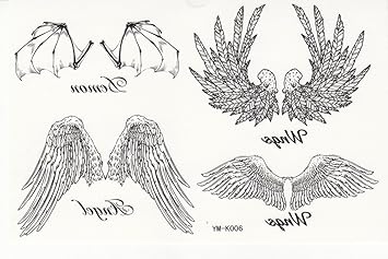 pix Aile D Ange Dessin Realiste blanc autocollant de tatouage totem