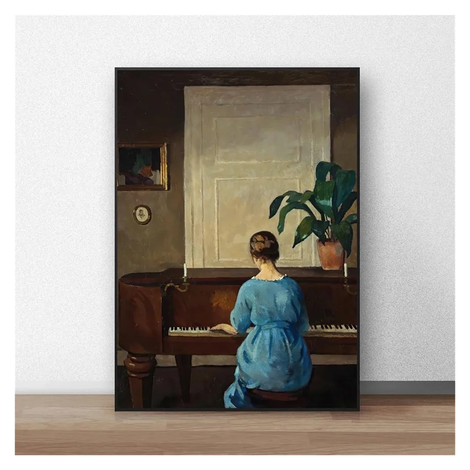 Tableau déco nature salon avec affiche vintage piano rétro
