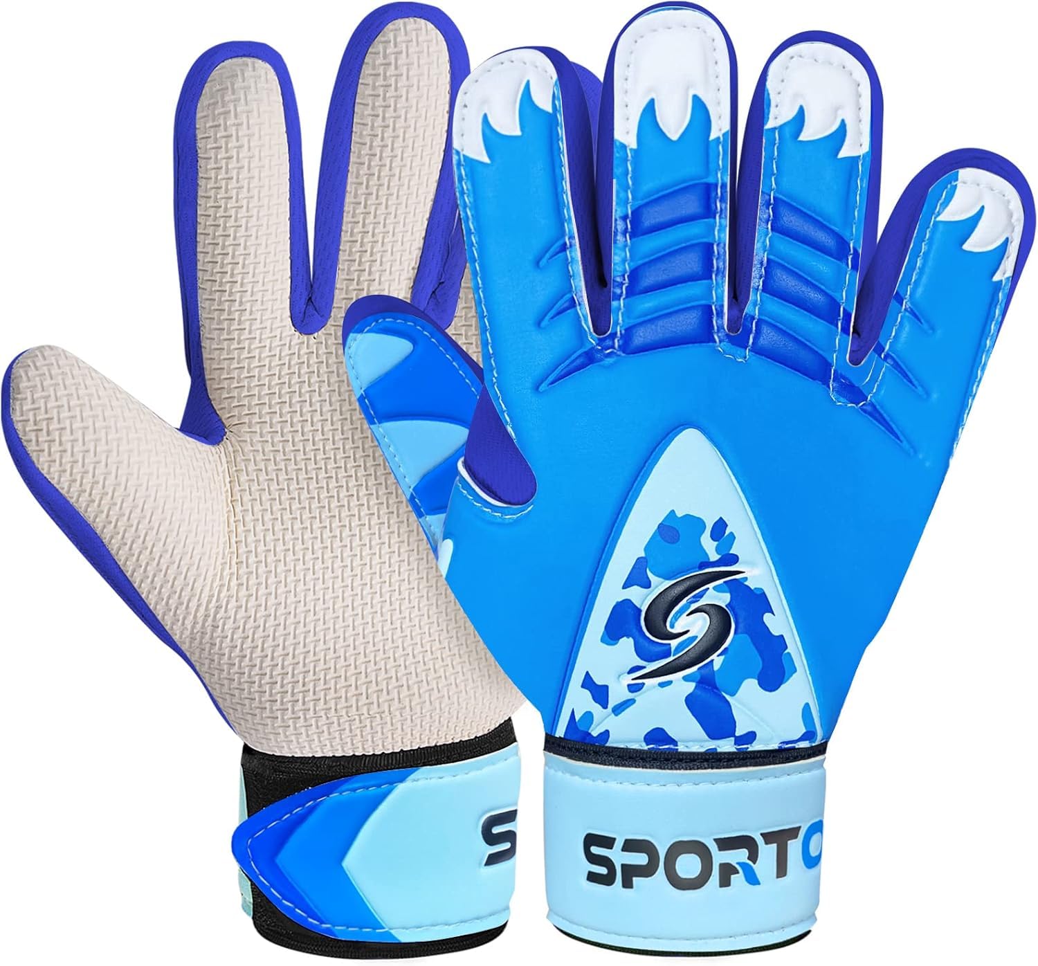 Sportout Kids Goalkeeper Gloves, Soccer Gloves with Double Wrist Protection and Non-Slip Wear Resistant Latex Material to Give Protection to Prevent