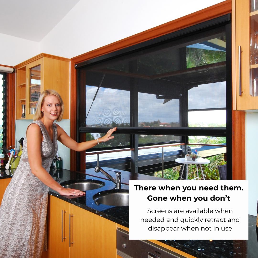 Metro Screenworks Custom Retractable Window Screens - Roll Away Retractable Screen for Single, Double-Hung, & Slider Windows - Easy DIY Installation - White