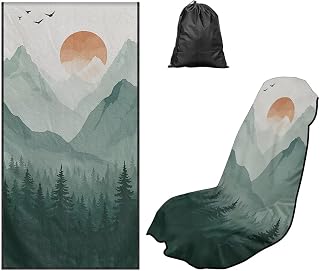 Car Towel Seat Cover Mountain Car Seat Cover Protector Breathable Non-Slip Cars Interior Accessories with Storage Bag for Cars, SUVs, and Trucks