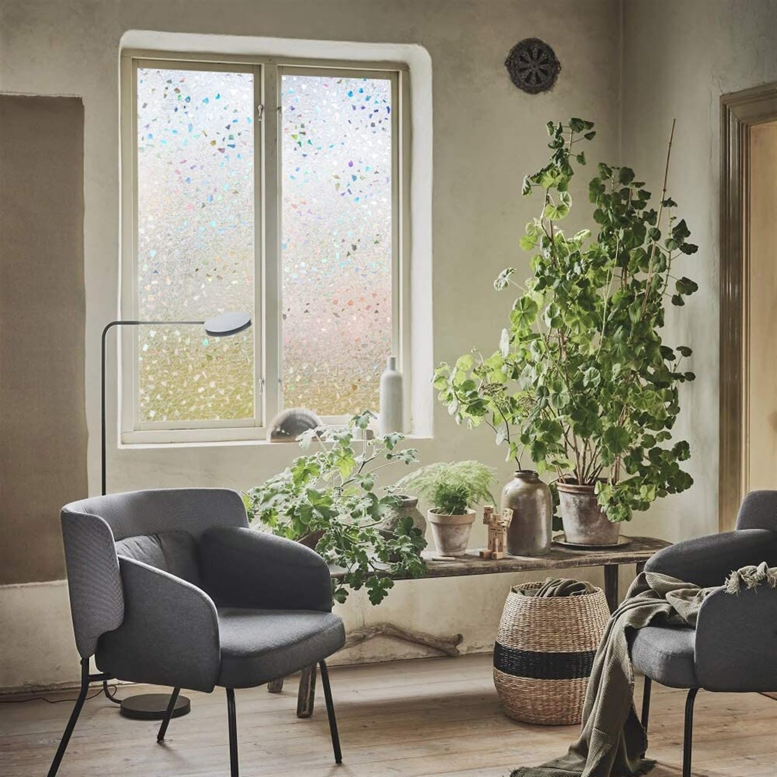 Película de privacidad para ventanas Película de ventana decorativa arcoíris, película de privacidad de ventana teñida, adhesivo estático de vidrio esmerilado for puerta de vidrio for el hogar, diseño
