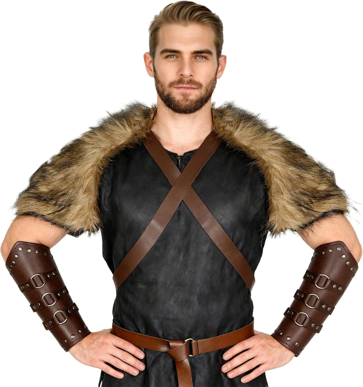 Viking Fur Shawl Costume Viking Warrior Accessories Viking Costume Medieval Costume Renaissance Halloween Cosplay Brown