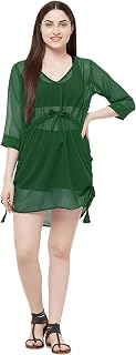 MIRCHI FASHION Women's Beachwear Kaftan Bikini Boho Body Coverup with Drawstring (SK576 - Dark Green) Price In India