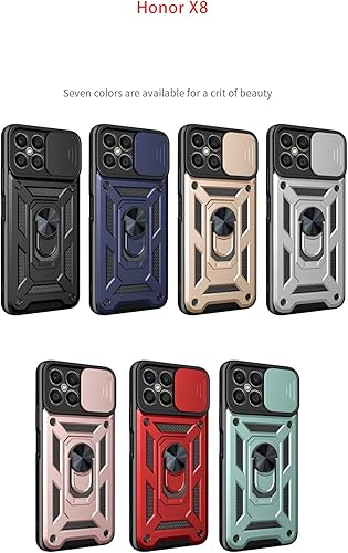 Miniatura 9 de Joie & Joho Compatible con Honor X8, funda protectora de grado militar con funda de cámara Silde y soporte integrado de cuerpo completo a prueba de