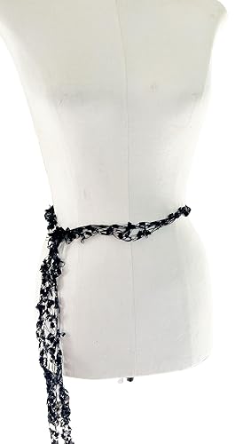 Miniatura 4 de Black Skinny Necklace Scarf Lightweight Scarf, Fashion Scarf, Handmade in the USA, Fiber Jewelry Fashion Accessory Made in the USA