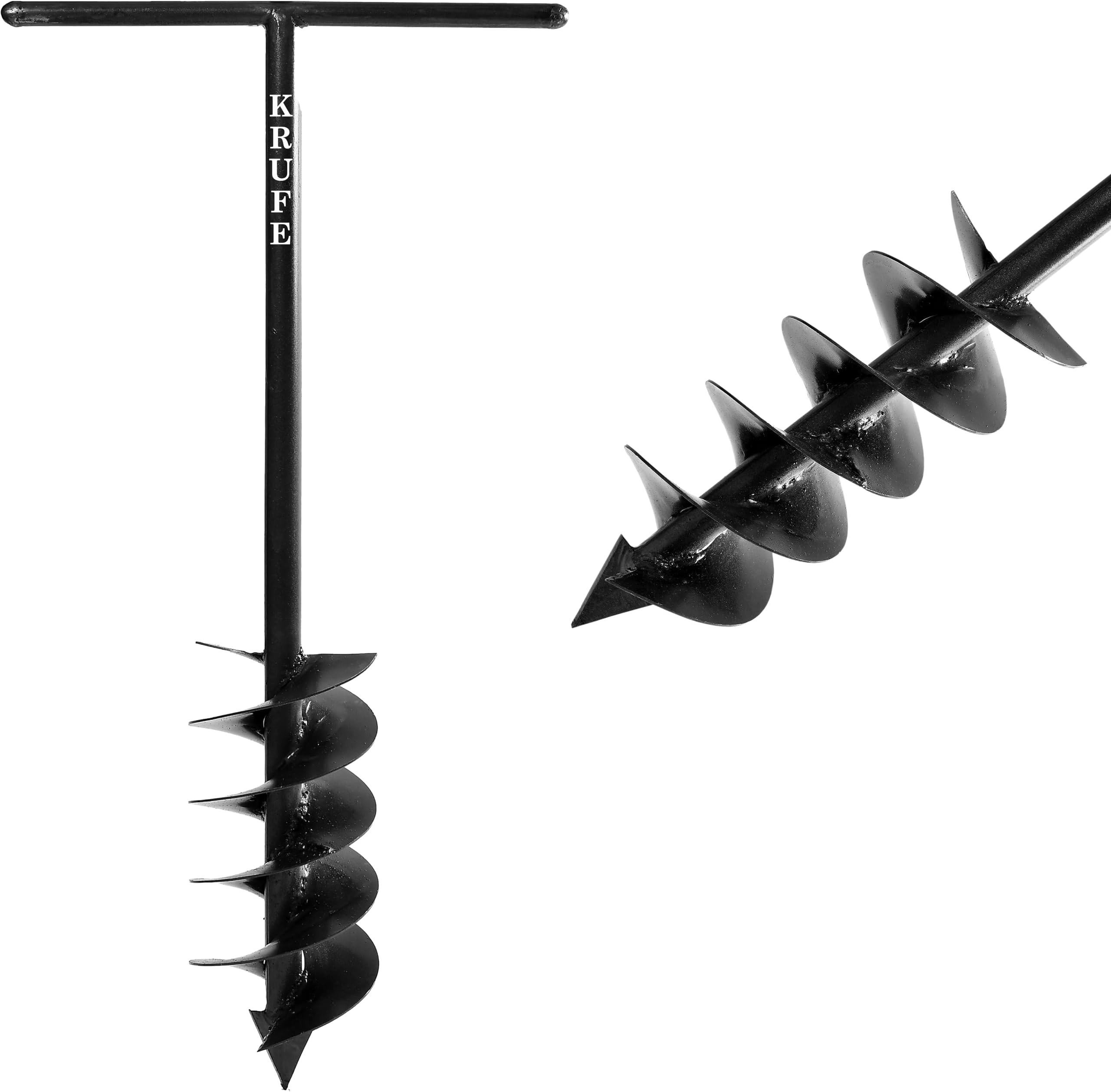 KRUFE Heavy Duty Dual Blade Auger | Efficient Earth Drilling Tool for Planting, Landscaping & Fence Post Installation | 6-Inch Spiral Hole Digger | Durable, Rust-Resistant Construction