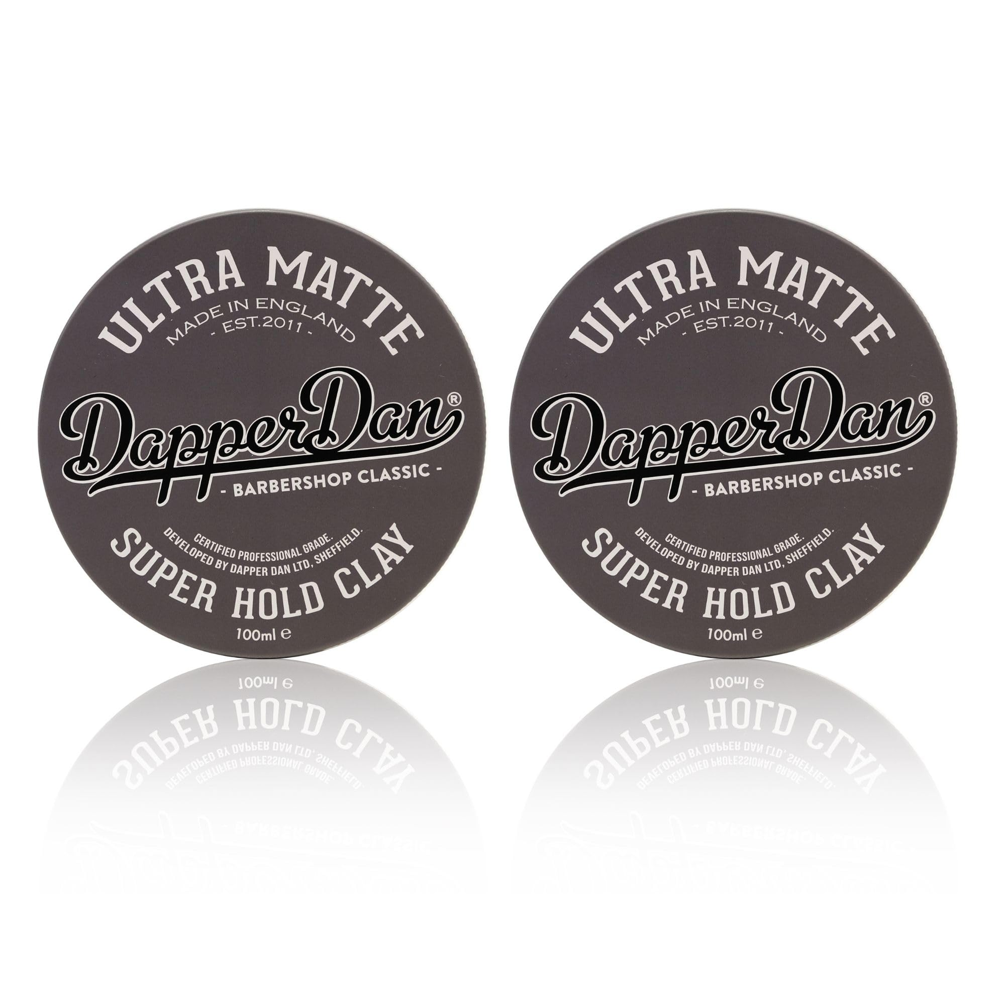 Dapper Dan Ultra Matte Super Hold Hair Clay dla mężczyzn, mocna glinka stylizacyjna, ultra matowe wykończenie, tekstura i definicja, na bazie wody, wanilia i malina, 100ml x 2 opakowanie