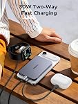UGREEN Magflow Air Qi2 15W Magnetic Power Bank 10000mAh, Wireless Portable Charger with Built-in USB-C Cable, 30W Fast Charging Battery Pack, MagSafe Compatible for iPhone 17/16 Pro Max, Black