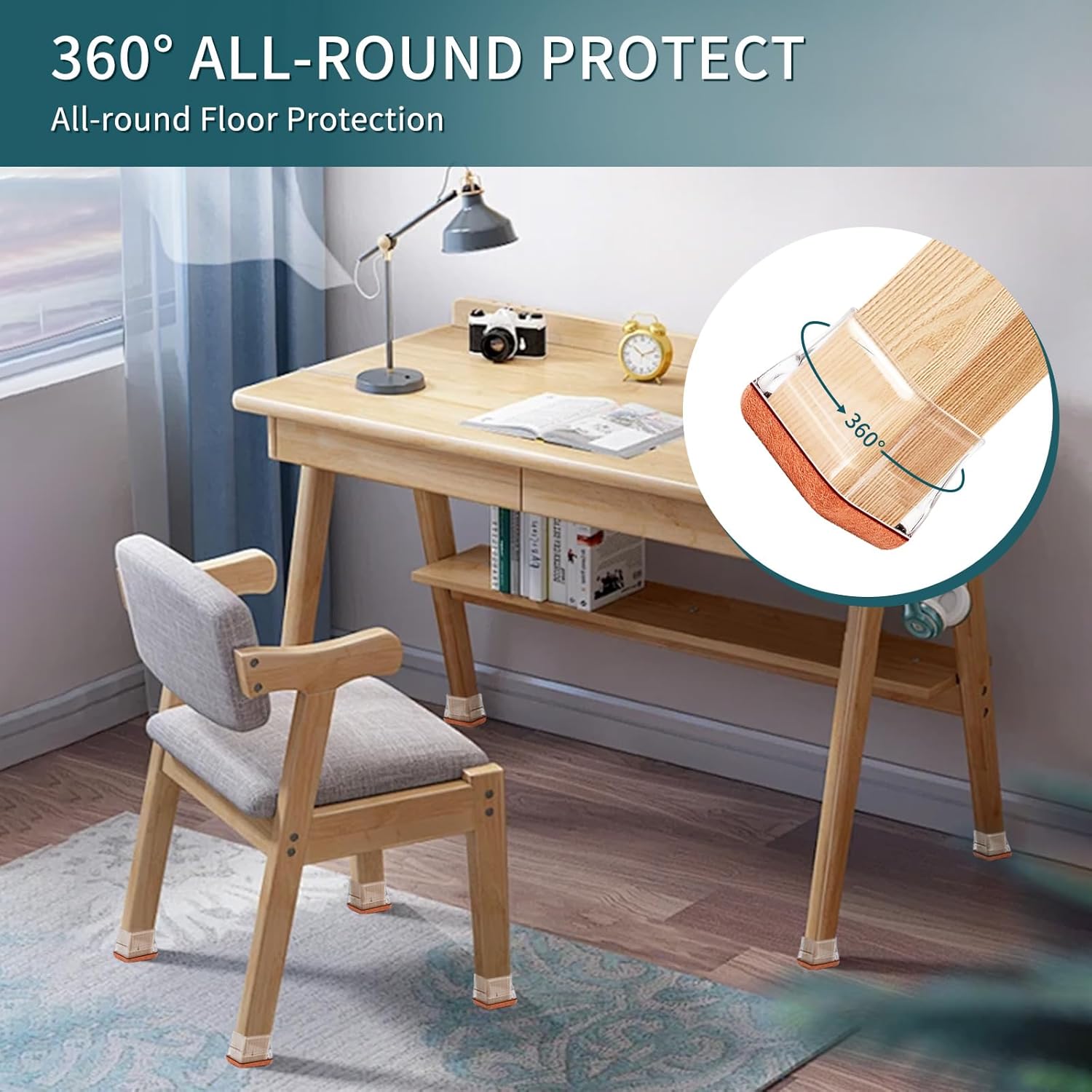 Square Chair Leg Floor Protectors, Silicone Chair Floor Protectors for Hardwood, No Scratches and Reduce Noise, Kitchen Table Chairs Feet Protectors Dining Room Chairs (16PCS, Middle)