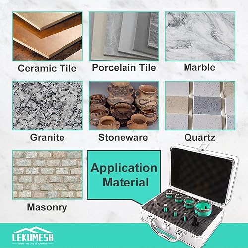 Miniatura 5 de Juego de brocas con núcleo de diamante, 9 piezas para azulejos de porcelana, cerámica, mármol, ladrillo, hormigón con rosca 5/8-11