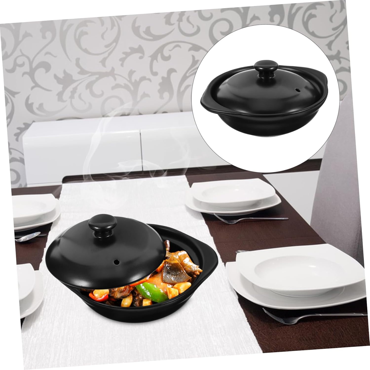 ULTECHNOVO Ceramic Casserole Stewing Pot Soup Pot Bibimbap Cooking Place Cookware