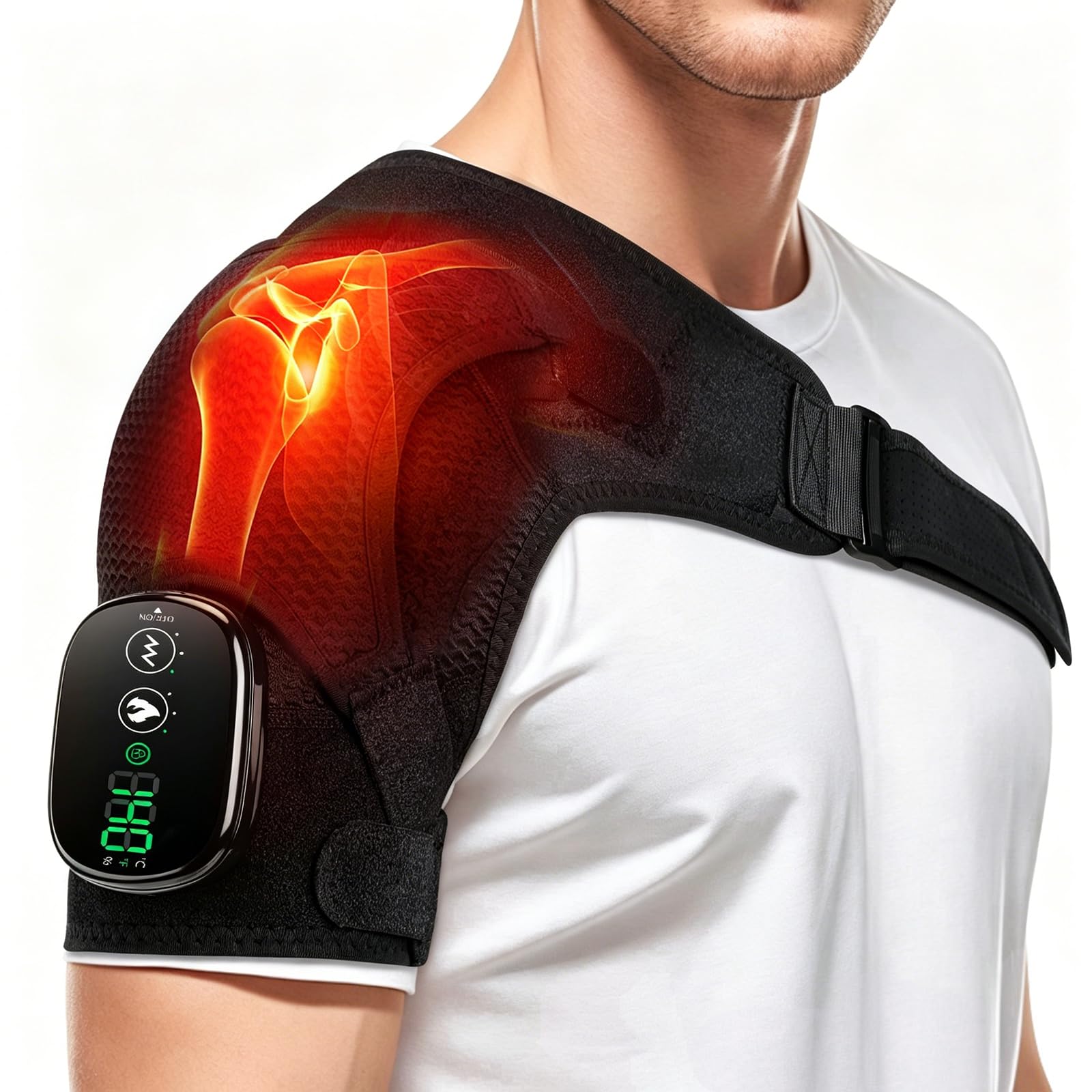 Triple Methode Schultermassagegerät, Schulter Massagegerät | Kabellose Schultermassage Gerät mit Wärme und Vibration, 5000mAh, 3-Gang, Vatertagsgeschenk für Papa Mama für Zuhause, Büro