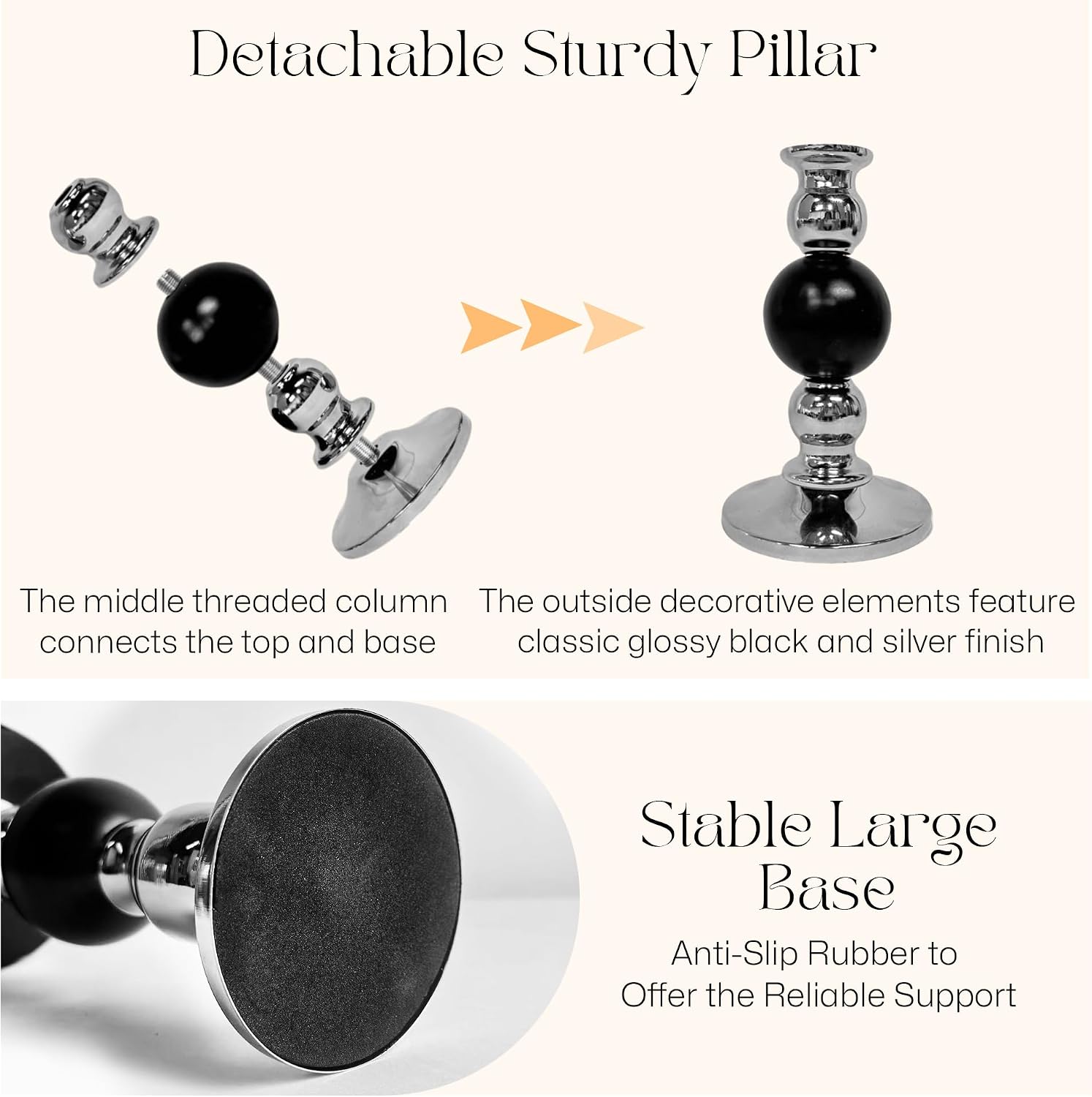 Luxury Hurricane Candleholders with Amber Glass Sleeves, 2PCS, S+L