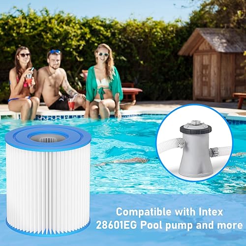 Miniatura 7 de 29007E - Cartucho de filtro de repuesto para piscina tipo H compatible con bomba de filtro Intex 29007E 330 GPH 28601EG para piscinas sobre el