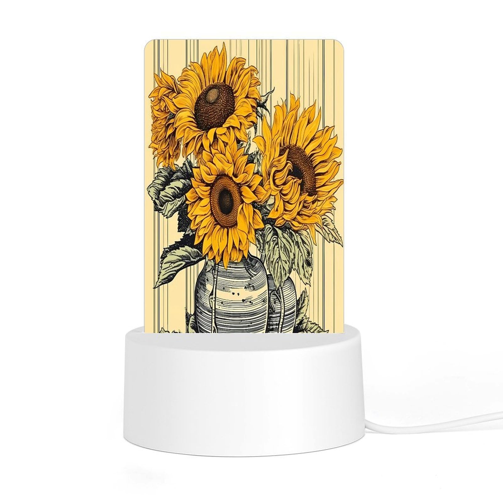 Adfgyerh Style Sunflower Pattern Night Light Acrylic Material Easy Installation, Home Decor Usb Interface Power Supply, Lamp For Restaurant Bar Cafe Room Decor
