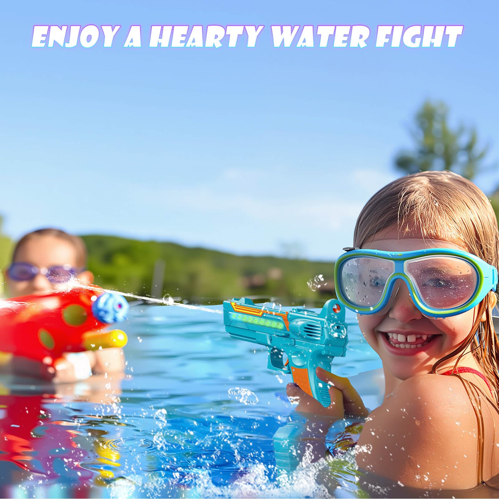 Pistola ad Acqua Elettrica, Pistole Giocattolo ad Acqua 32FT Super potente, Alta Capacità Fucile ad Acqua Elettrico Elettriche Giocattolo per Bambini e Adulti Giardino Piscina Spiaggia(Blu)