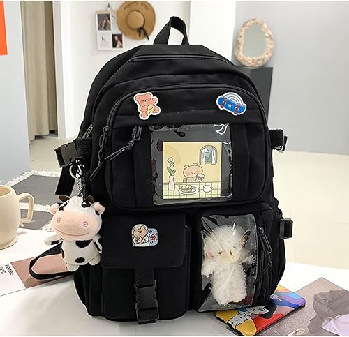 Miniatura 2 de Linda mochila con bonito oso de peluche y bonitos accesorios de alfiler estético de gran capacidad bonita bolsa de libros para niñas y adolescentes