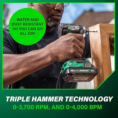 Miniatura 7 de Metabo HPT Kit de atornillador de impacto de perno de triple martillo inalámbrico MultiVolt de 18 V  WH18DC