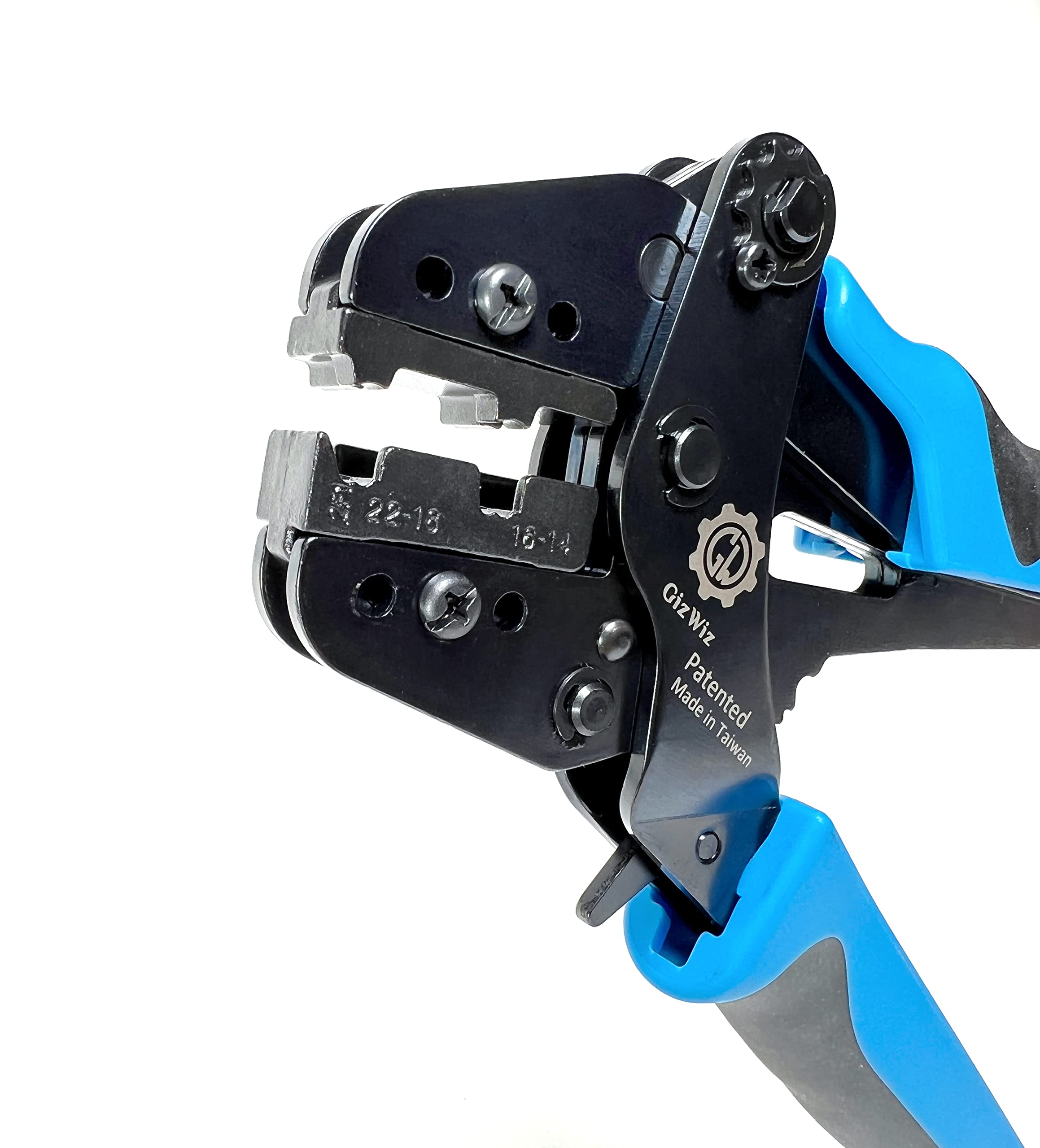 GIZWIZ Parallel Action Ratchet Crimp Tool for Non-insulated Flag Terminals AWG 22-18/16-14 G-E2F1