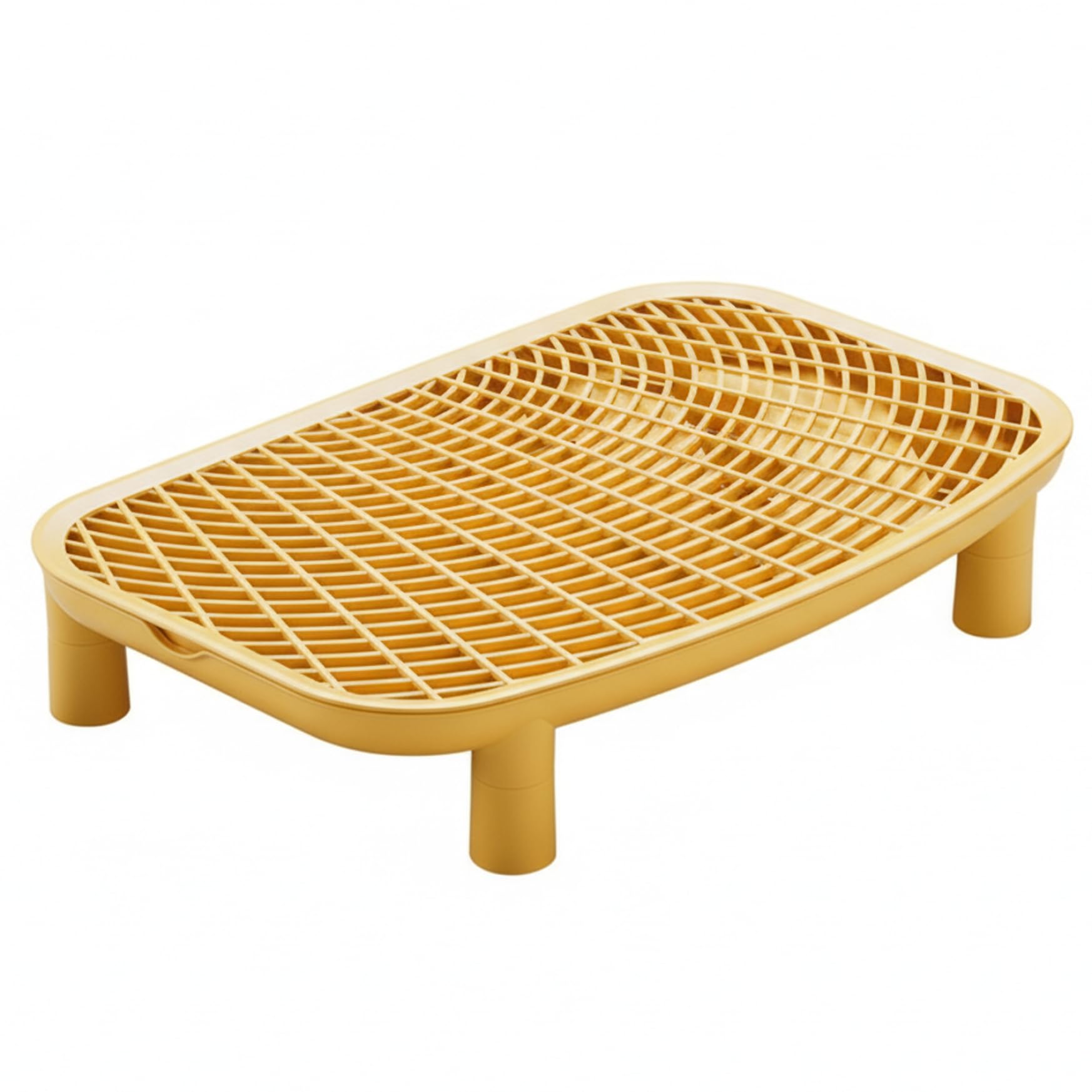 Recogedor de arena para gatos Pineeseatile con escalón de entrada y bandeja, amarillo
